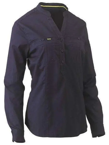 Bisley Women's Stretch V-neck Closed Front Shirt BLC6063 Metro Workwear.